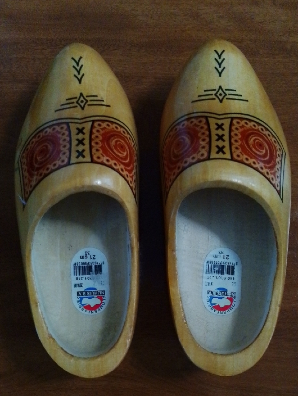 Handmade Yellow Wooden Dutch Clogs Decor - Made in the Netherlands